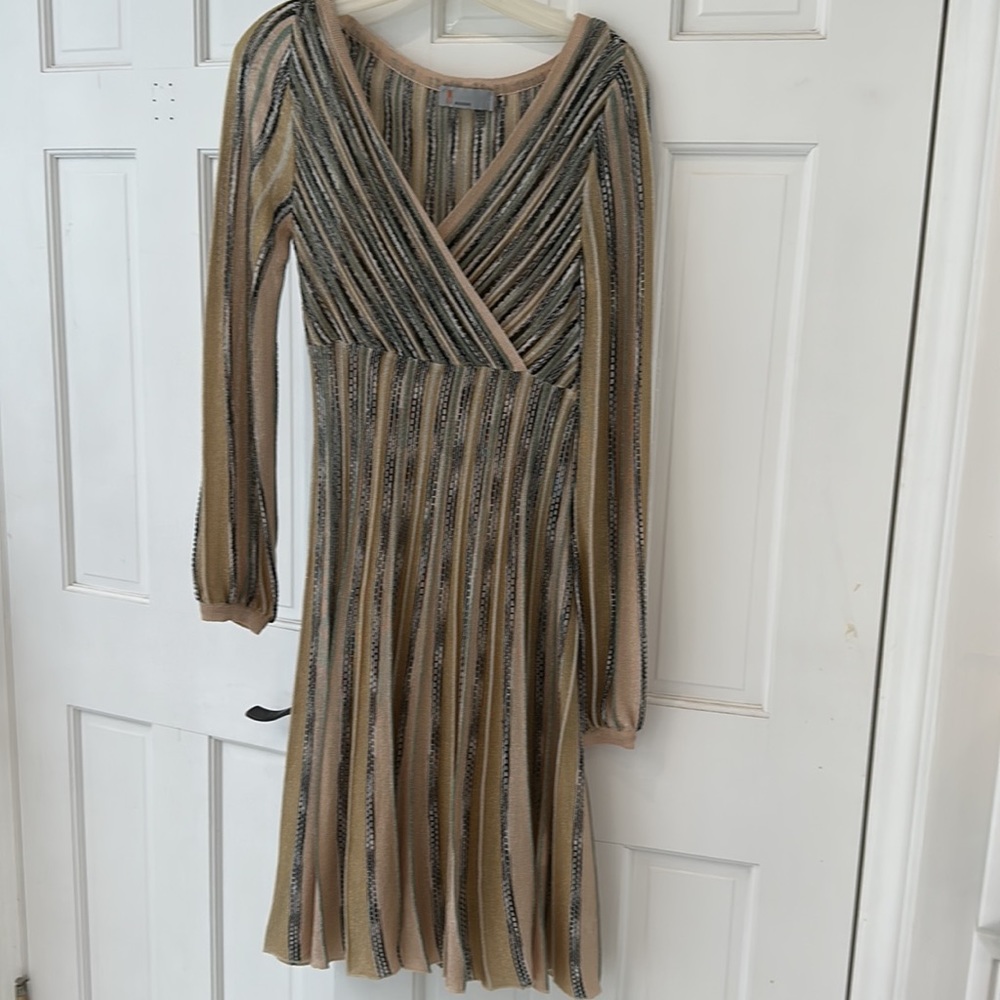 Missoni new multi colored dress-shimmery gold Olive,Black &blush